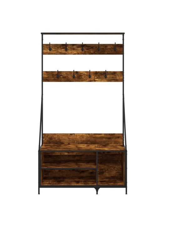 Stojan na oblečení a prostor pro obuv kouřový dub 100x41x184 cm