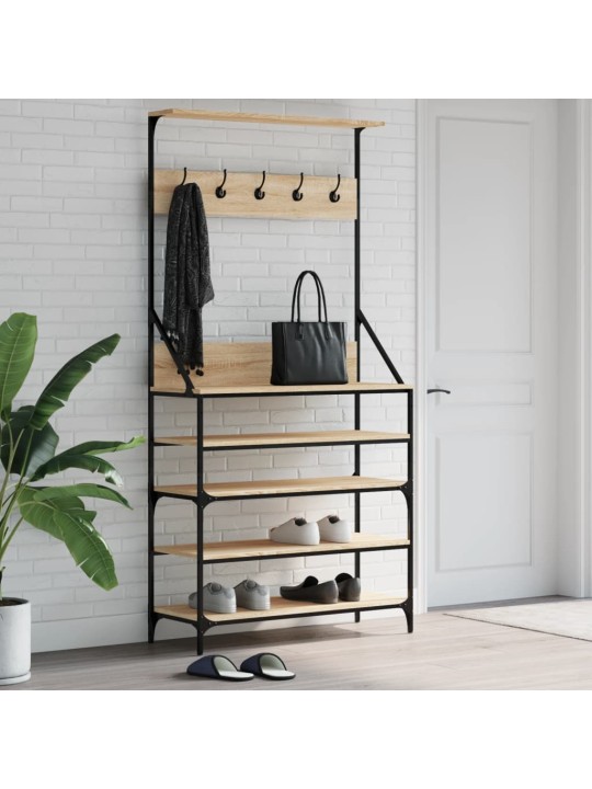 Stojan na oblečení s prostorem pro obuv dub sonoma 90x34x184 cm
