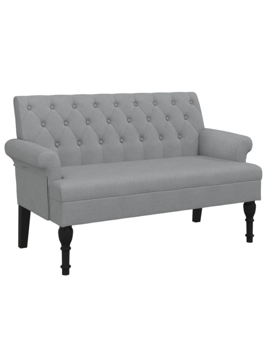 Lavice s opěradlem světle šedá 120 x 62 x 75,5 cm textil