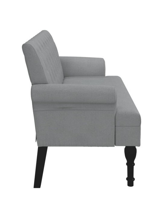 Lavice s opěradlem světle šedá 120 x 62 x 75,5 cm textil
