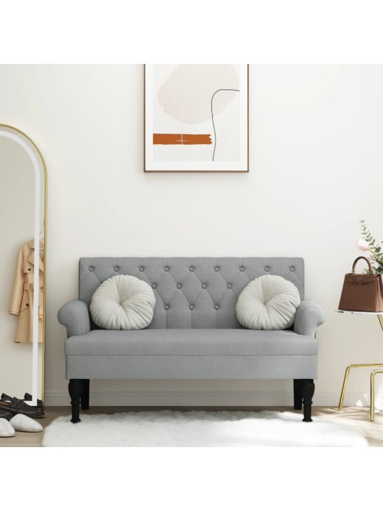 Lavice s opěradlem světle šedá 120 x 62 x 75,5 cm textil