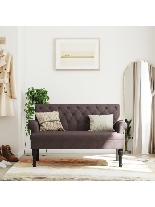 Lavice s opěradlem tmavě hnědá 120 x 62 x 75,5 cm textil