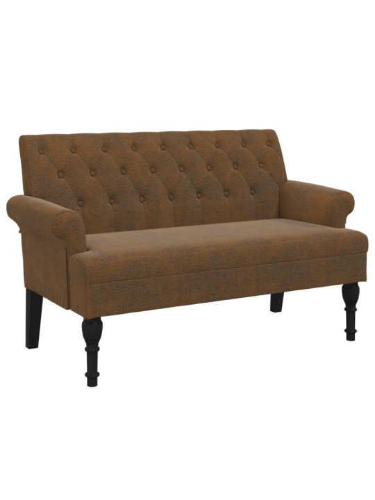 Lavice s opěradlem hnědá 120 x 62 x 75,5 cm umělá semišová kůže
