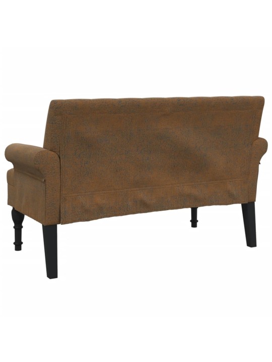 Lavice s opěradlem hnědá 120 x 62 x 75,5 cm umělá semišová kůže