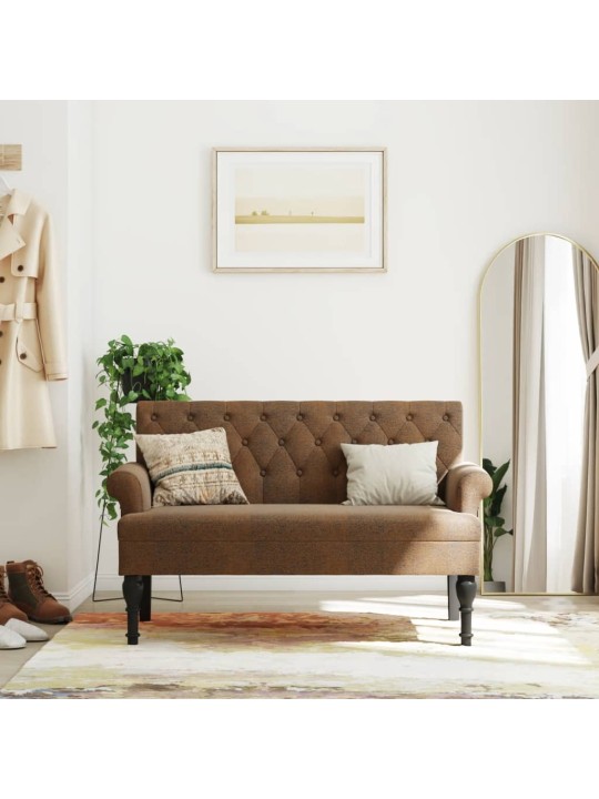 Lavice s opěradlem hnědá 120 x 62 x 75,5 cm umělá semišová kůže