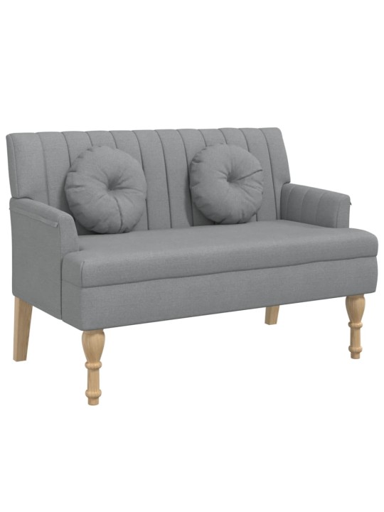 Lavice s polštáři světle šedá 113 x 64,5 x 75,5 cm textil
