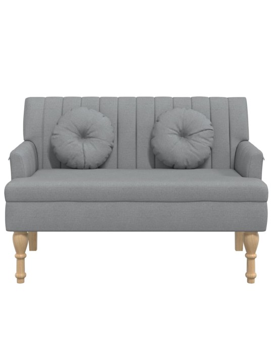Lavice s polštáři světle šedá 113 x 64,5 x 75,5 cm textil