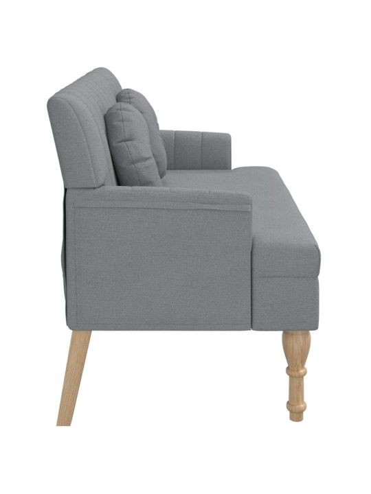 Lavice s polštáři světle šedá 113 x 64,5 x 75,5 cm textil