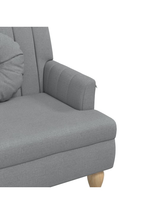 Lavice s polštáři světle šedá 113 x 64,5 x 75,5 cm textil