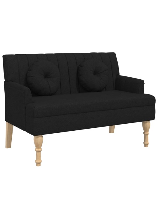 Lavice s polštáři černá 113 x 64,5 x 75,5 cm textil