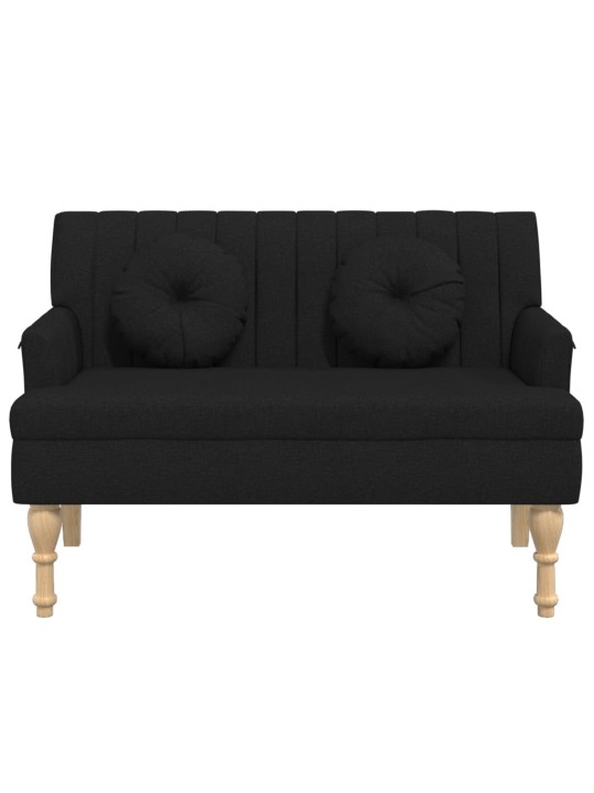 Lavice s polštáři černá 113 x 64,5 x 75,5 cm textil