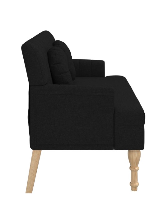 Lavice s polštáři černá 113 x 64,5 x 75,5 cm textil