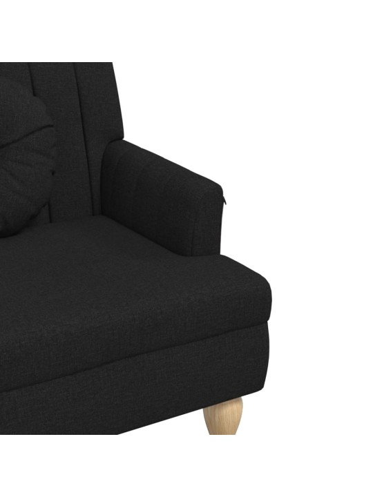 Lavice s polštáři černá 113 x 64,5 x 75,5 cm textil
