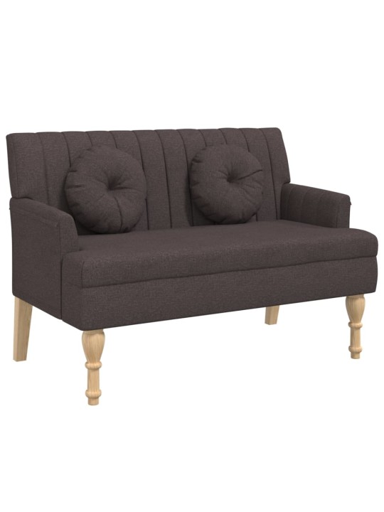Lavice s polštáři tmavě hnědá 113 x 64,5 x 75,5 cm textil