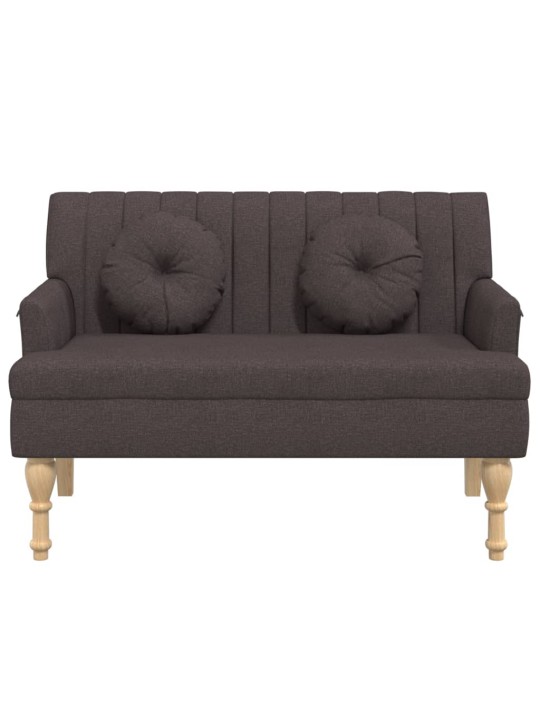 Lavice s polštáři tmavě hnědá 113 x 64,5 x 75,5 cm textil