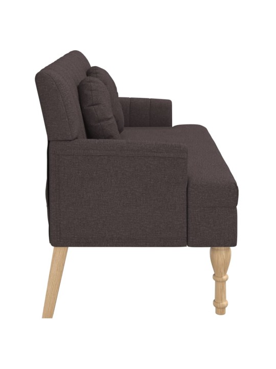 Lavice s polštáři tmavě hnědá 113 x 64,5 x 75,5 cm textil