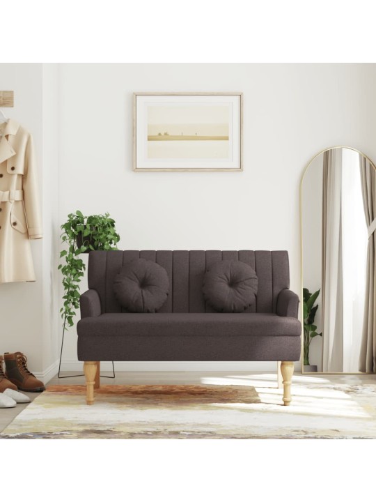 Lavice s polštáři tmavě hnědá 113 x 64,5 x 75,5 cm textil