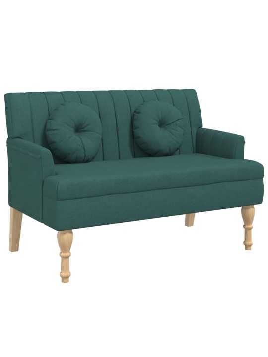 Lavice s polštáři tmavě zelená 113 x 64,5 x 75,5 cm textil