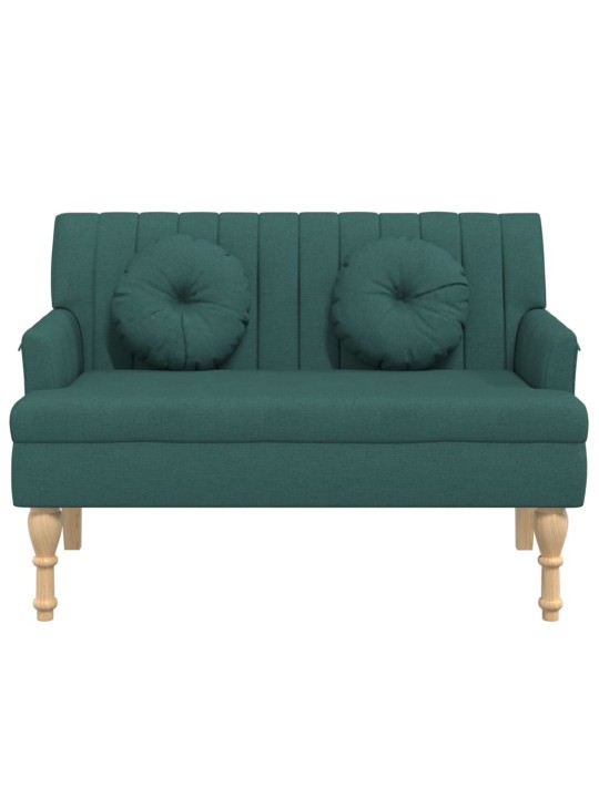 Lavice s polštáři tmavě zelená 113 x 64,5 x 75,5 cm textil