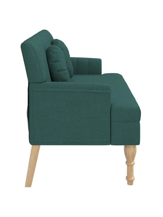 Lavice s polštáři tmavě zelená 113 x 64,5 x 75,5 cm textil