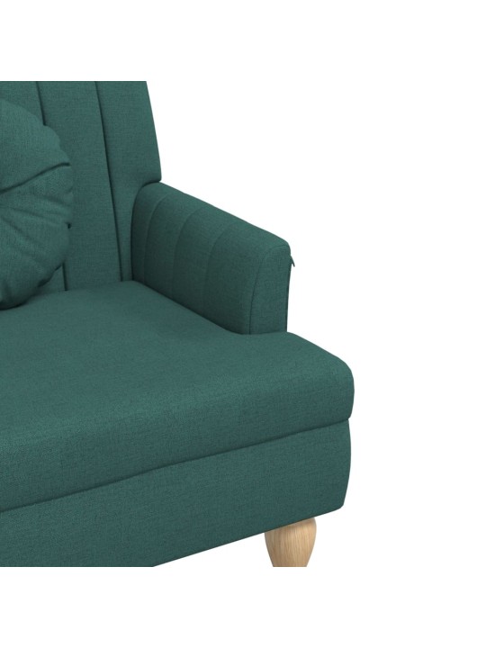 Lavice s polštáři tmavě zelená 113 x 64,5 x 75,5 cm textil