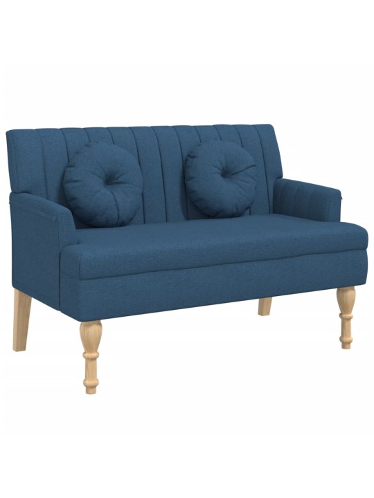 Lavice s polštáři modrá 113 x 64,5 x 75,5 cm textil