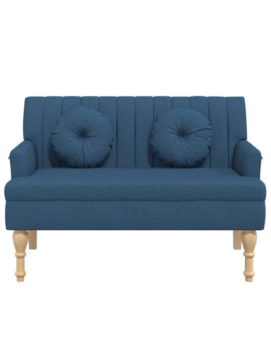 Lavice s polštáři modrá 113 x 64,5 x 75,5 cm textil