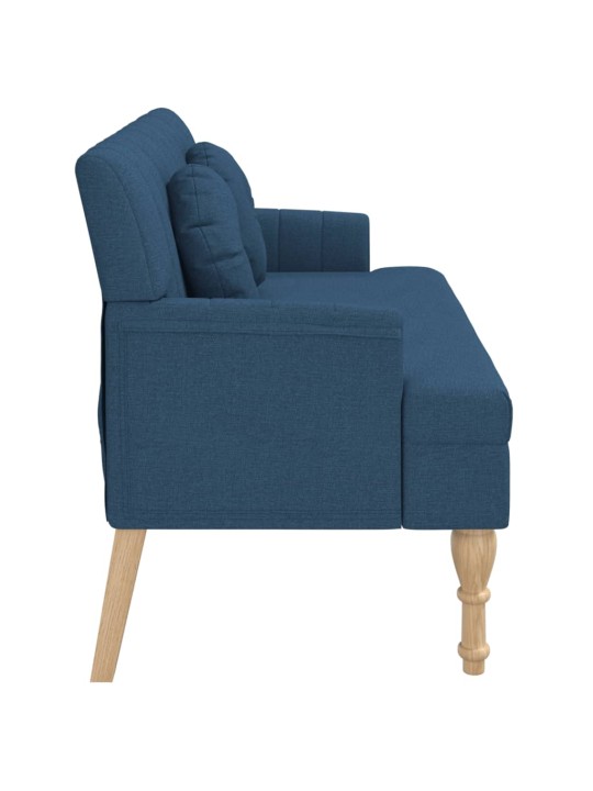 Lavice s polštáři modrá 113 x 64,5 x 75,5 cm textil