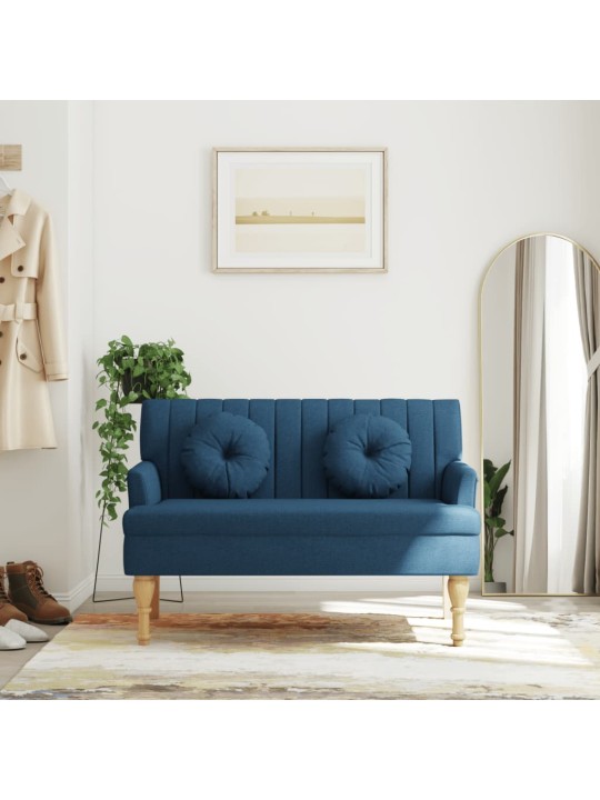 Lavice s polštáři modrá 113 x 64,5 x 75,5 cm textil