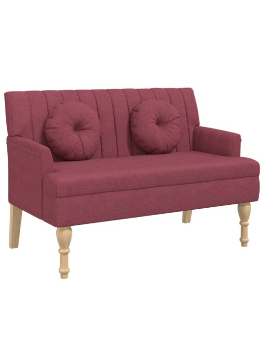 Lavice s polštáři vínová 113 x 64,5 x 75,5 cm textil