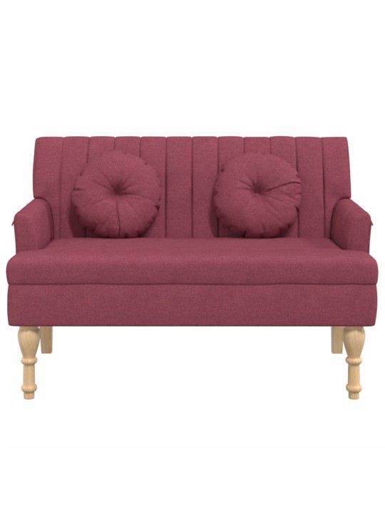 Lavice s polštáři vínová 113 x 64,5 x 75,5 cm textil