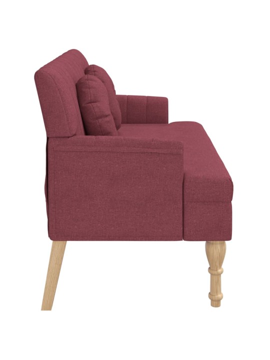 Lavice s polštáři vínová 113 x 64,5 x 75,5 cm textil