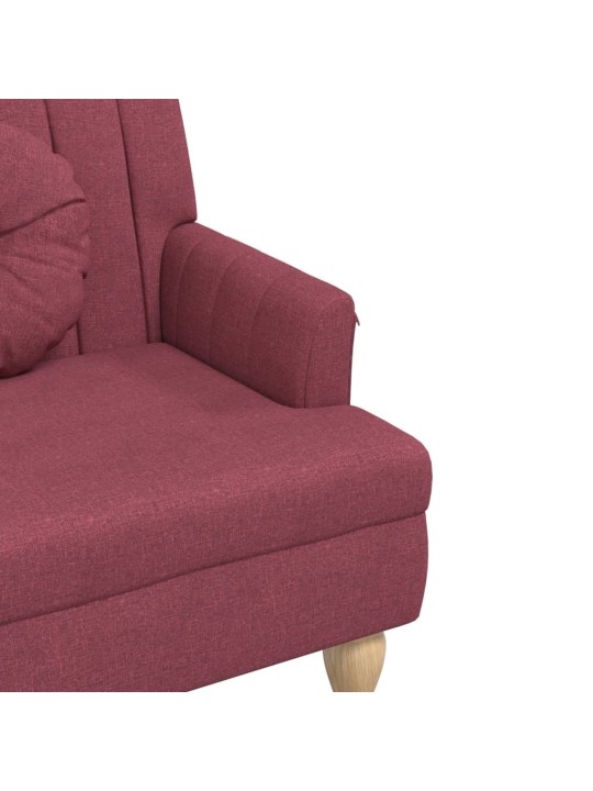 Lavice s polštáři vínová 113 x 64,5 x 75,5 cm textil
