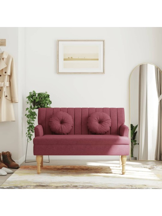 Lavice s polštáři vínová 113 x 64,5 x 75,5 cm textil