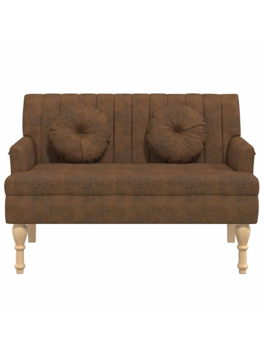 Lavice s polštáři hnědá 113x64,5x75,5 cm umělá semišová kůže