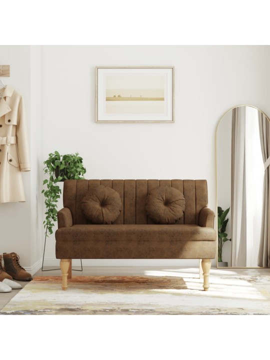 Lavice s polštáři hnědá 113x64,5x75,5 cm umělá semišová kůže