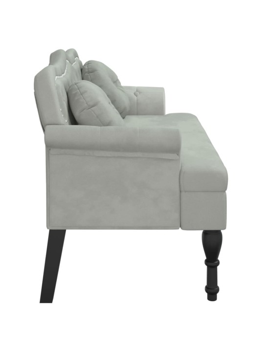 Lavice s polštáři světle šedá 120,5 x 65 x 75 cm samet