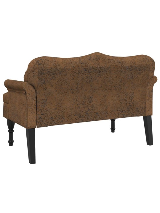Lavice s polštáři hnědá 120,5 x 65 x 75 cm umělá semišová kůže