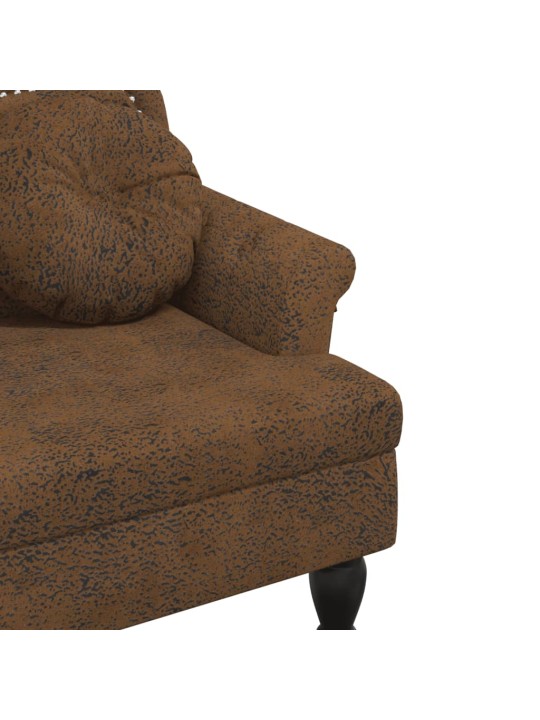 Lavice s polštáři hnědá 120,5 x 65 x 75 cm umělá semišová kůže