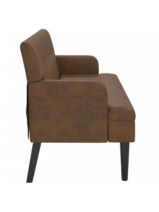 Lavice s opěradlem hnědá 112 x 65,5 x 75 cm umělá semišová kůže