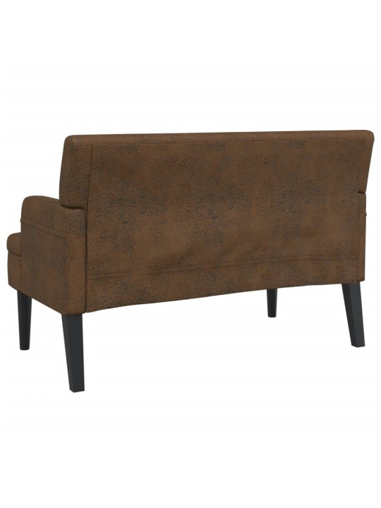 Lavice s opěradlem hnědá 112 x 65,5 x 75 cm umělá semišová kůže