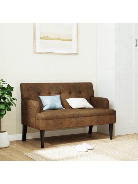 Lavice s opěradlem hnědá 112 x 65,5 x 75 cm umělá semišová kůže
