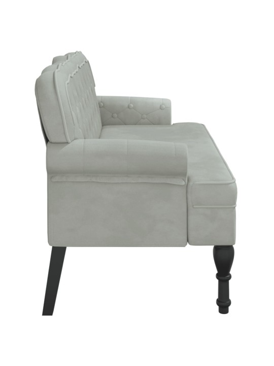 Lavice s opěradlem světle šedá 119,5 x 64,5 x 75 cm samet