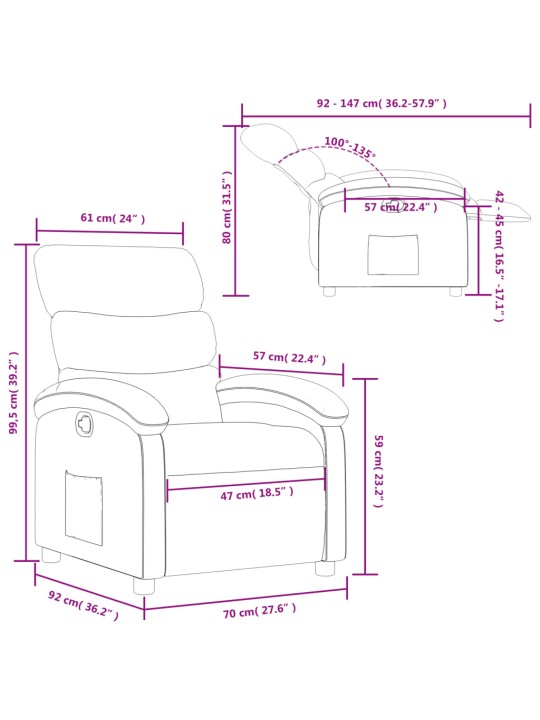 Polohovací křeslo vínové textil
