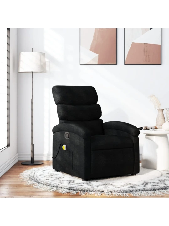 Masážní polohovací křeslo černé textil