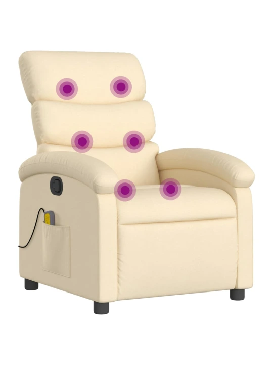 Masážní polohovací křeslo krémové textil