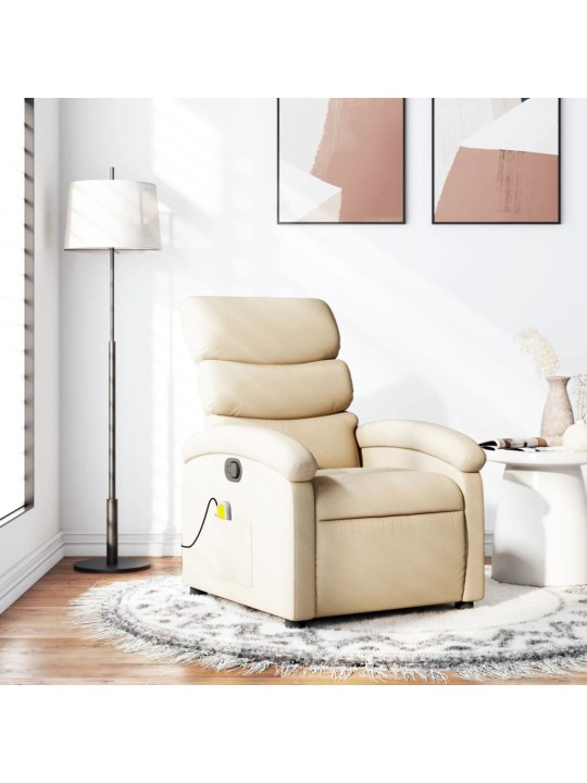 Masážní polohovací křeslo krémové textil