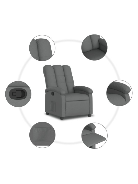 Polohovací křeslo tmavě šedé textil