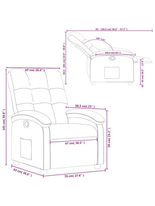 Polohovací křeslo tmavě šedé textil