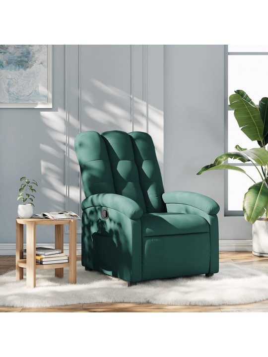 Polohovací křeslo tmavě zelené textil